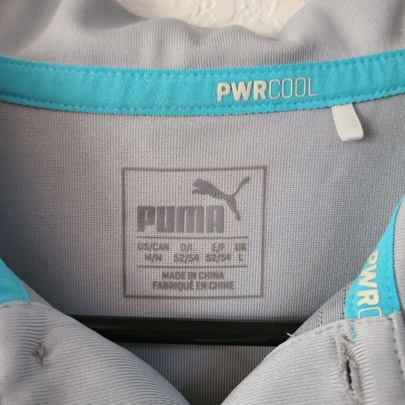 Puma Men's Size Medium PWR Cool Golf Polo Short Sleeve Colorblock Grey - Picture 3 of 8